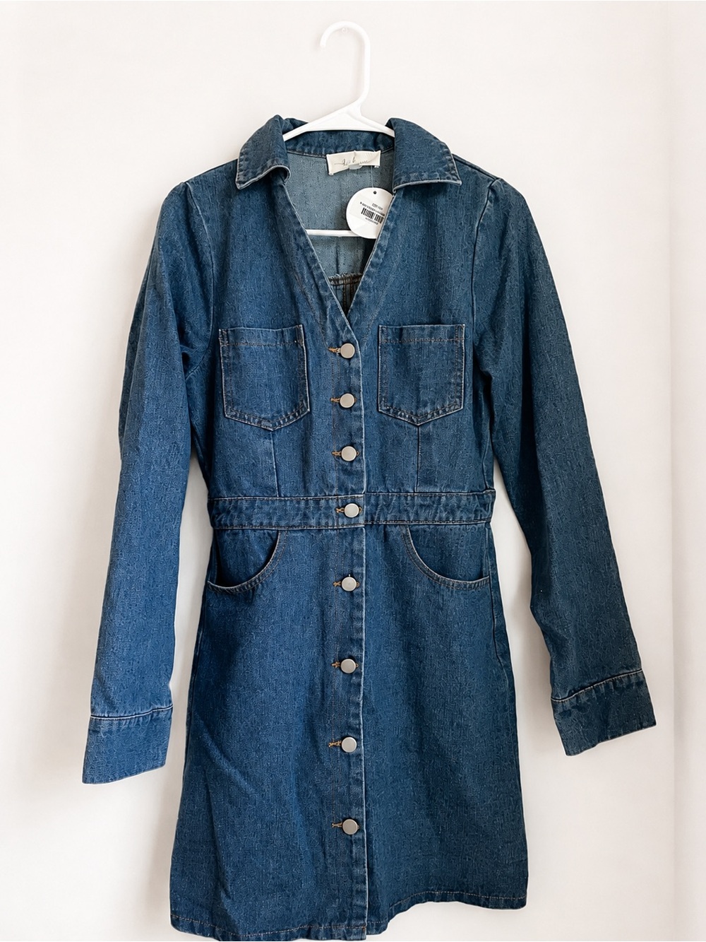 Button-Front Denim Mini Dress